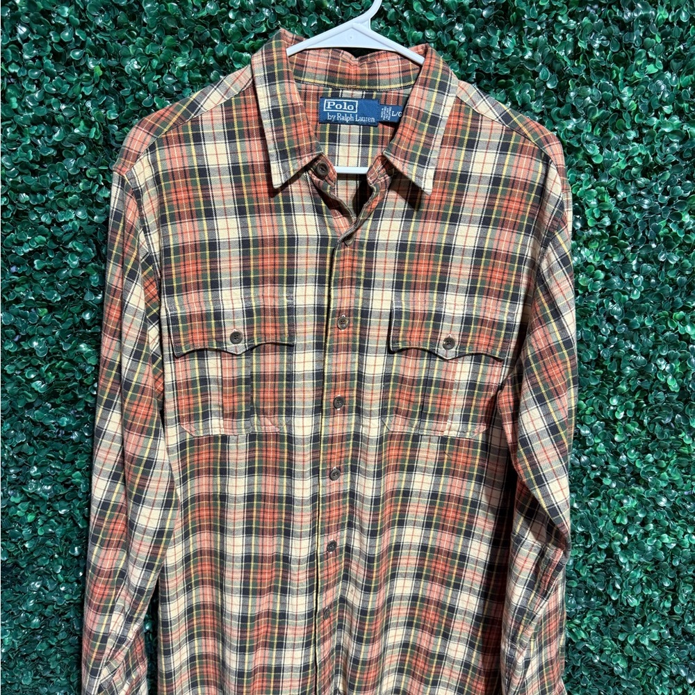 Polo by Ralph Lauren Men’s Orange Plaid Button-Up Shirt